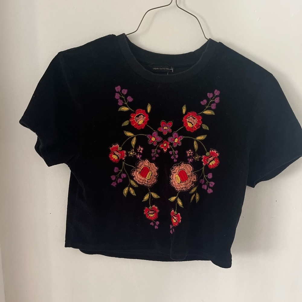 Urban Outfitters Velvet Flower Top